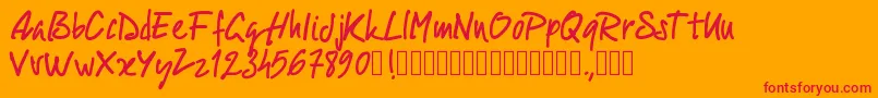 Pwscript09 Font – Red Fonts on Orange Background