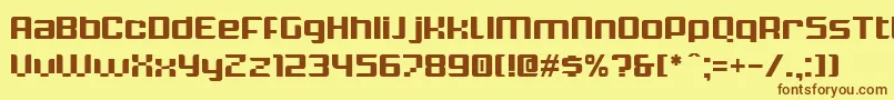 フォントKrunchBold – 茶色の文字が黄色の背景にあります。