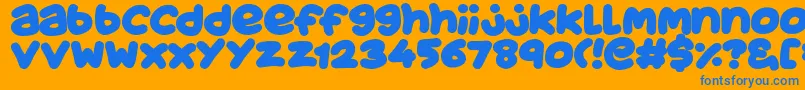 JuicyFruityPlain Font – Blue Fonts on Orange Background