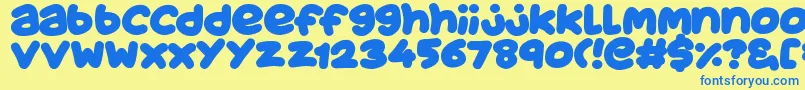 JuicyFruityPlain Font – Blue Fonts on Yellow Background