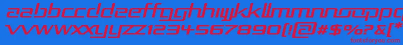 RepublikaIiExpItalic-Schriftart – Rote Schriften auf blauem Hintergrund
