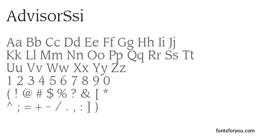 Fuente AdvisorSsi - alfabeto, números, caracteres especiales