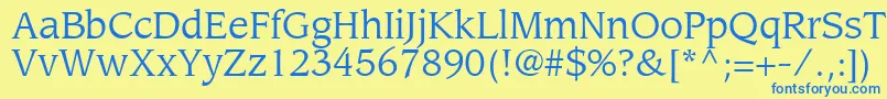 フォントAdvisorSsi – 青い文字が黄色の背景にあります。