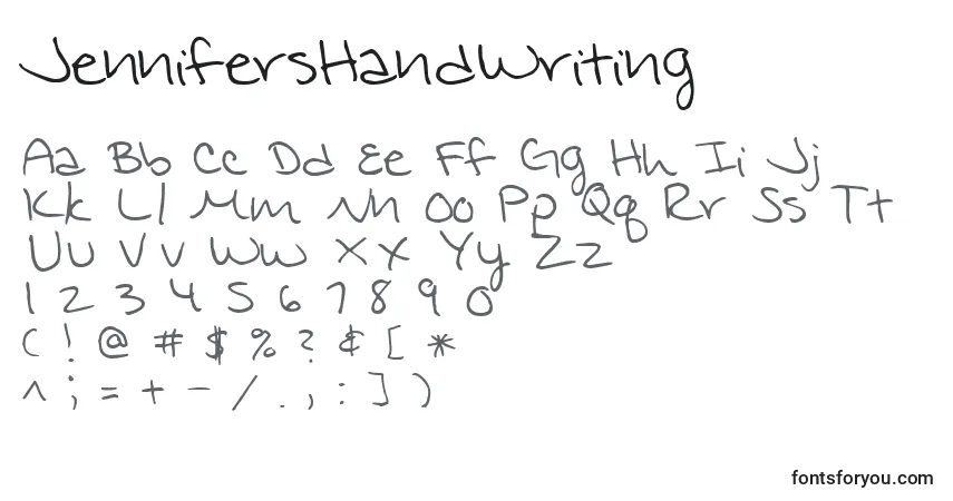 Schriftart JennifersHandWriting – Alphabet, Zahlen, spezielle Symbole