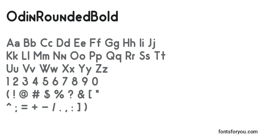 A fonte OdinRoundedBold – alfabeto, números, caracteres especiais