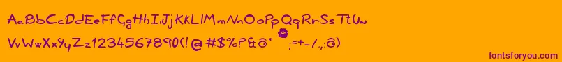 NonciclopediaBySabakuPiccolo-Schriftart – Violette Schriften auf orangefarbenem Hintergrund