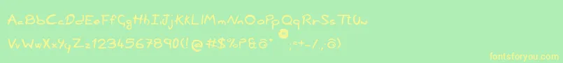 フォントNonciclopediaBySabakuPiccolo – 黄色の文字が緑の背景にあります