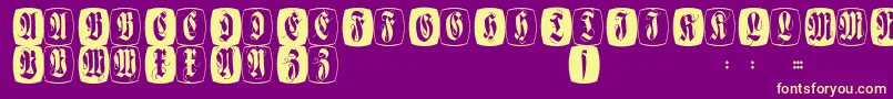 Fonte Flourishfcaps – fontes amarelas em um fundo roxo