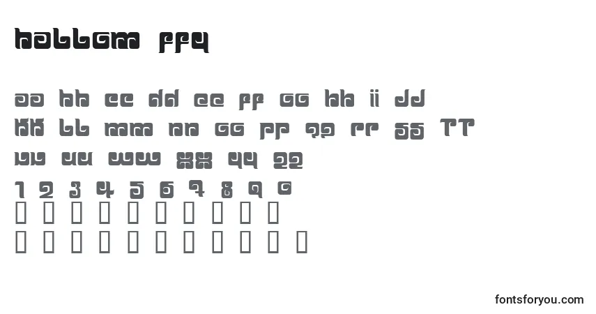 Schriftart Ballom ffy – Alphabet, Zahlen, spezielle Symbole