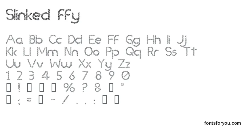 Schriftart Slinked ffy – Alphabet, Zahlen, spezielle Symbole