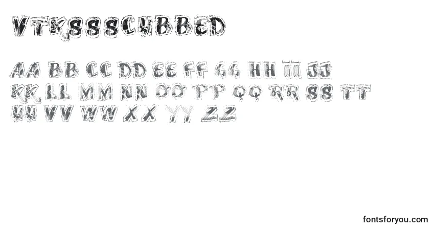 Czcionka Vtkssscubbed – alfabet, cyfry, specjalne znaki