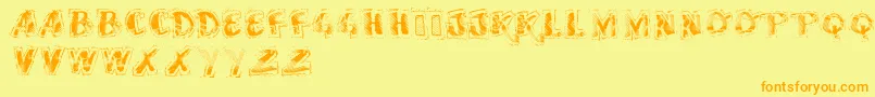 Vtkssscubbed Font – Orange Fonts on Yellow Background