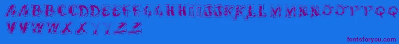 Vtkssscubbed-Schriftart – Violette Schriften auf blauem Hintergrund