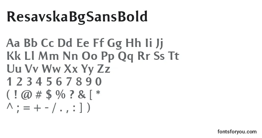 ResavskaBgSansBoldフォント–アルファベット、数字、特殊文字