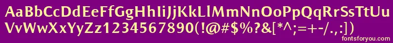 ResavskaBgSansBold-Schriftart – Gelbe Schriften auf violettem Hintergrund