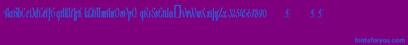 LagegoyescaNormalInwork-Schriftart – Blaue Schriften auf violettem Hintergrund