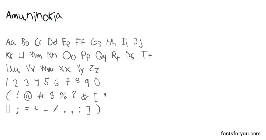 Schriftart Amuninokia – Alphabet, Zahlen, spezielle Symbole