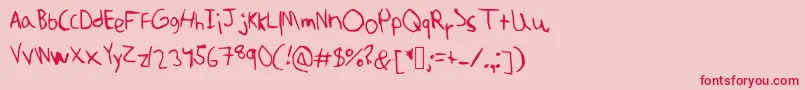 フォントAmuninokia – ピンクの背景に赤い文字