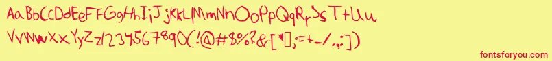 Amuninokia Font – Red Fonts on Yellow Background