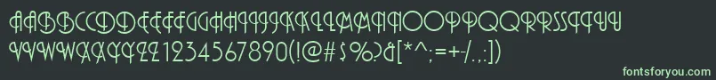 フォントPizzicatoInitialsRegular – 黒い背景に緑の文字