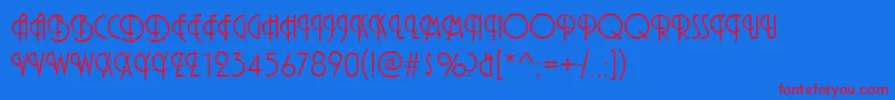 PizzicatoInitialsRegular Font – Red Fonts on Blue Background