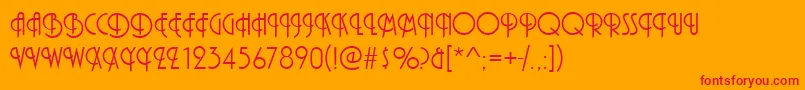 PizzicatoInitialsRegular Font – Red Fonts on Orange Background