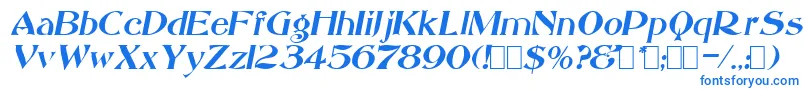 フォントSacculeOblique – 白い背景に青い文字