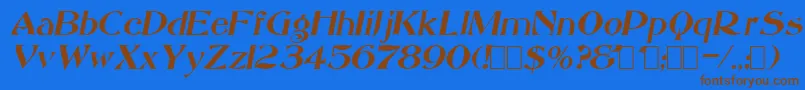 SacculeOblique Font – Brown Fonts on Blue Background