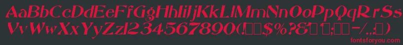 SacculeOblique Font – Red Fonts on Black Background