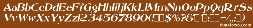 フォントSacculeOblique – 茶色の背景に白い文字