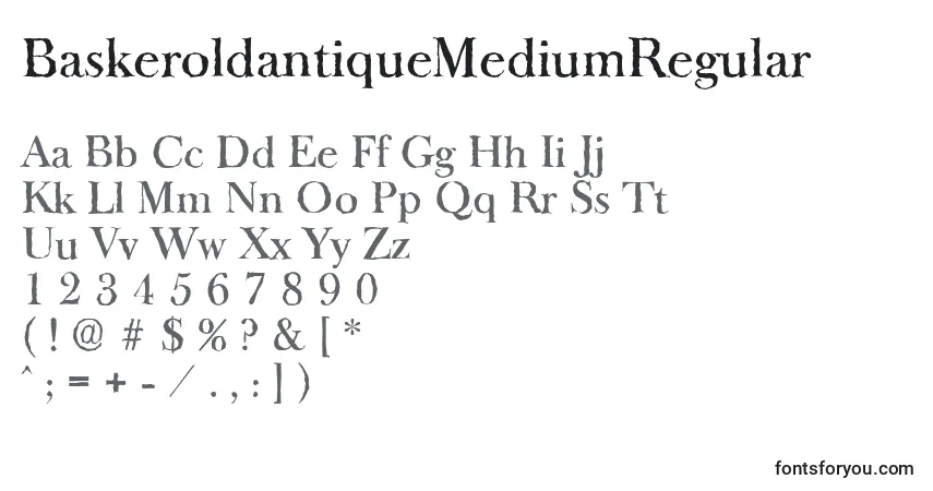A fonte BaskeroldantiqueMediumRegular – alfabeto, números, caracteres especiais