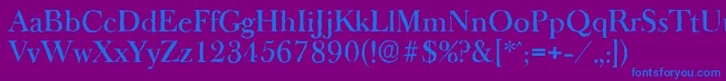 BaskeroldantiqueMediumRegular-Schriftart – Blaue Schriften auf violettem Hintergrund