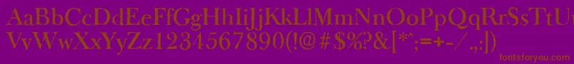 BaskeroldantiqueMediumRegular-Schriftart – Braune Schriften auf violettem Hintergrund