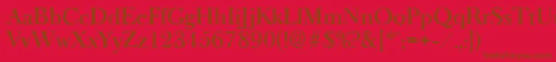 BaskeroldantiqueMediumRegular-Schriftart – Braune Schriften auf rotem Hintergrund