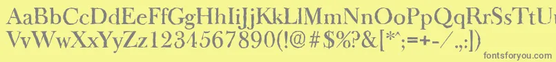 BaskeroldantiqueMediumRegular-Schriftart – Graue Schriften auf gelbem Hintergrund