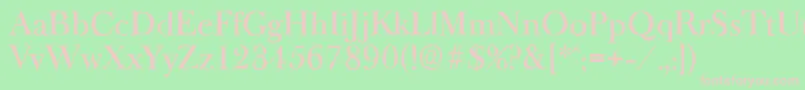 BaskeroldantiqueMediumRegular-fontti – vaaleanpunaiset fontit vihreällä taustalla