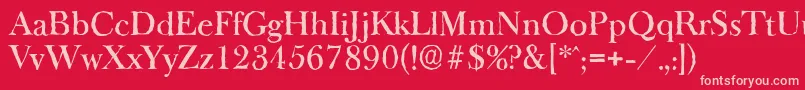 BaskeroldantiqueMediumRegular-fontti – vaaleanpunaiset fontit punaisella taustalla