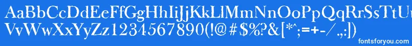 BaskeroldantiqueMediumRegular-Schriftart – Weiße Schriften auf blauem Hintergrund