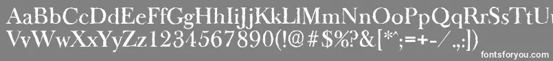 BaskeroldantiqueMediumRegular-fontti – valkoiset fontit harmaalla taustalla