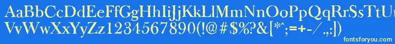 BaskeroldantiqueMediumRegular-fontti – keltaiset fontit sinisellä taustalla