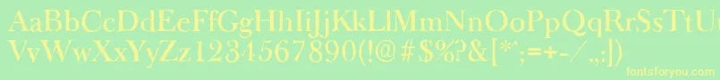 BaskeroldantiqueMediumRegular-Schriftart – Gelbe Schriften auf grünem Hintergrund