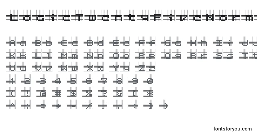 Czcionka LogicTwentyFiveNormal – alfabet, cyfry, specjalne znaki