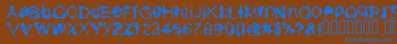 Aneurysm-Schriftart – Blaue Schriften auf braunem Hintergrund