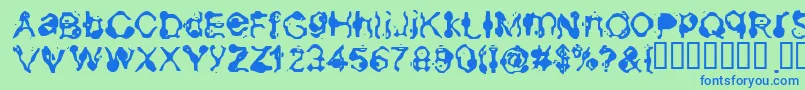 Aneurysm-Schriftart – Blaue Schriften auf grünem Hintergrund