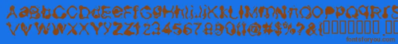 Aneurysm-Schriftart – Braune Schriften auf blauem Hintergrund