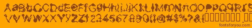 Aneurysm-Schriftart – Braune Schriften auf orangefarbenem Hintergrund