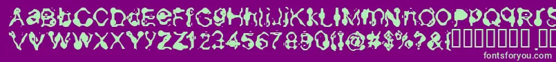 Aneurysm-Schriftart – Grüne Schriften auf violettem Hintergrund