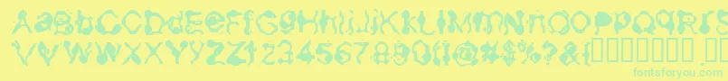 フォントAneurysm – 黄色い背景に緑の文字