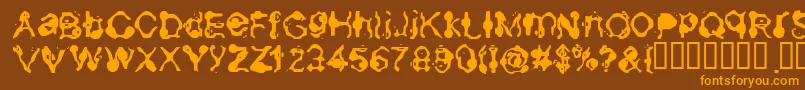 Aneurysm-Schriftart – Orangefarbene Schriften auf braunem Hintergrund