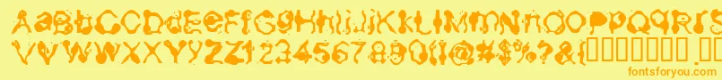 Aneurysm-fontti – oranssit fontit keltaisella taustalla